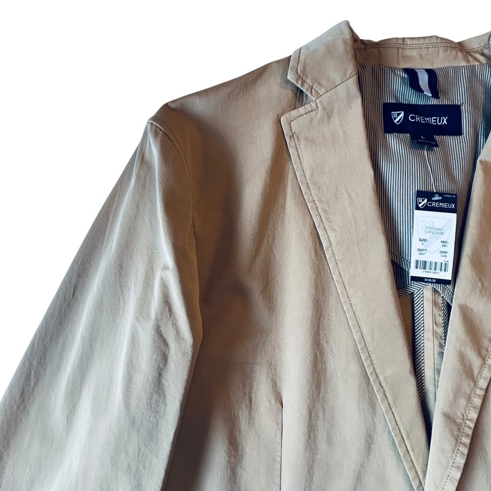 Cremieux Club 38 Mens L Chino Tan Cotton Blazer Sport Coat 2 Button All Season